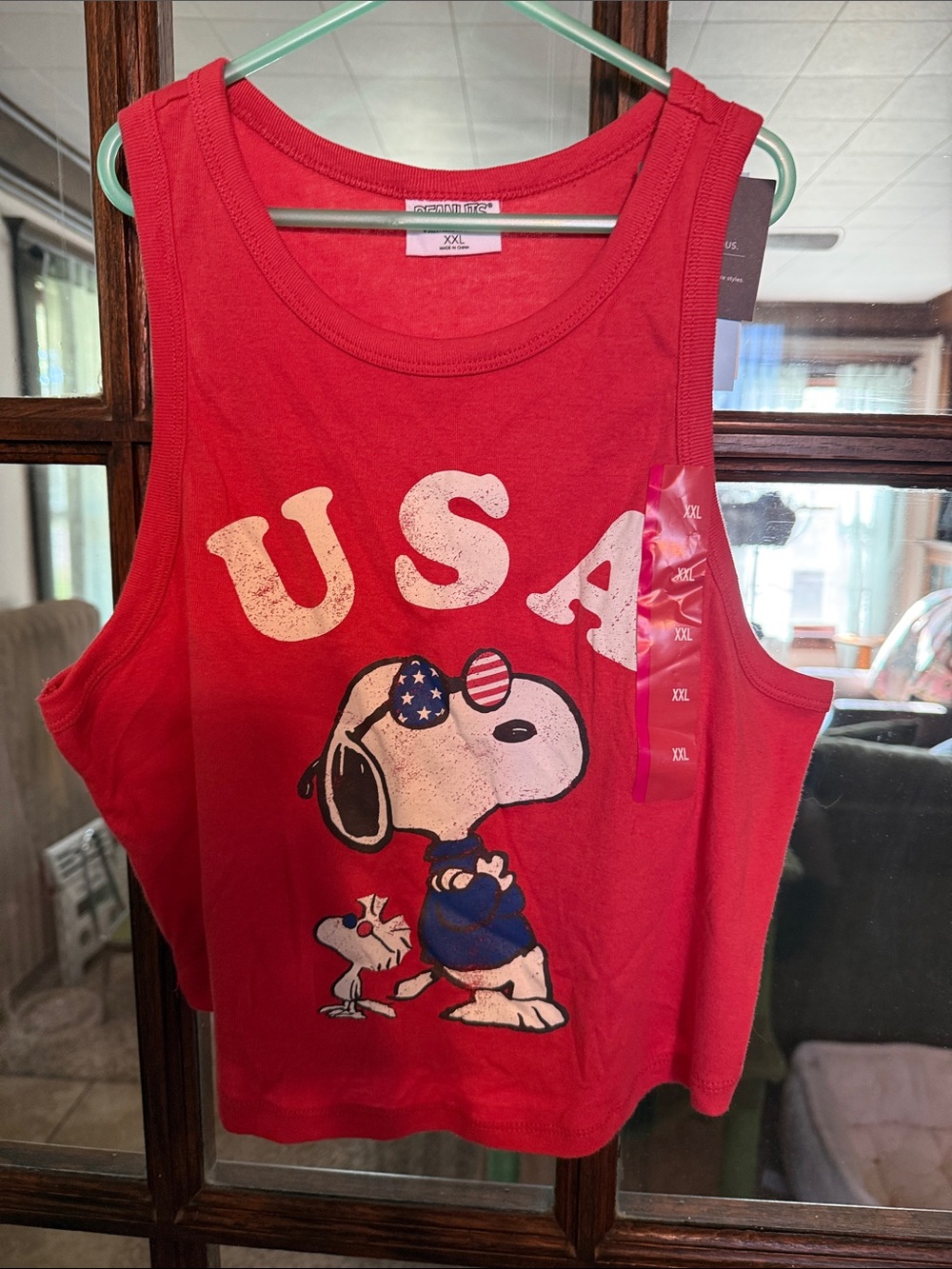 Grayson Threads Peanuts Snoopy USA Patriotic Red Graphic Tank Top XXL NEW